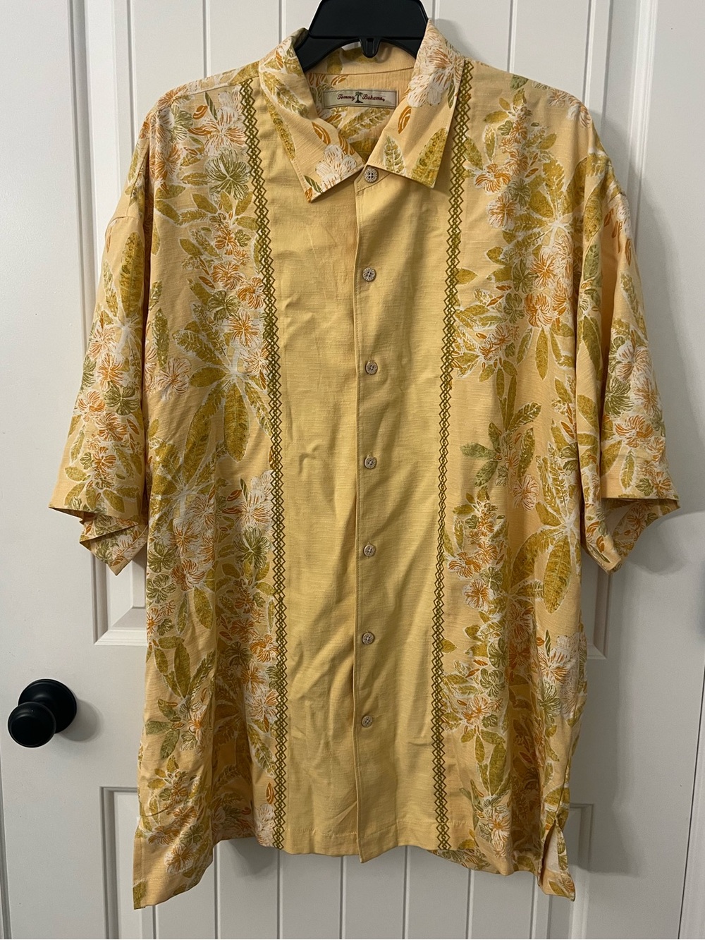 Tommy Bahama Yellow Floral Short-Sleeve Hawaiian Shirt